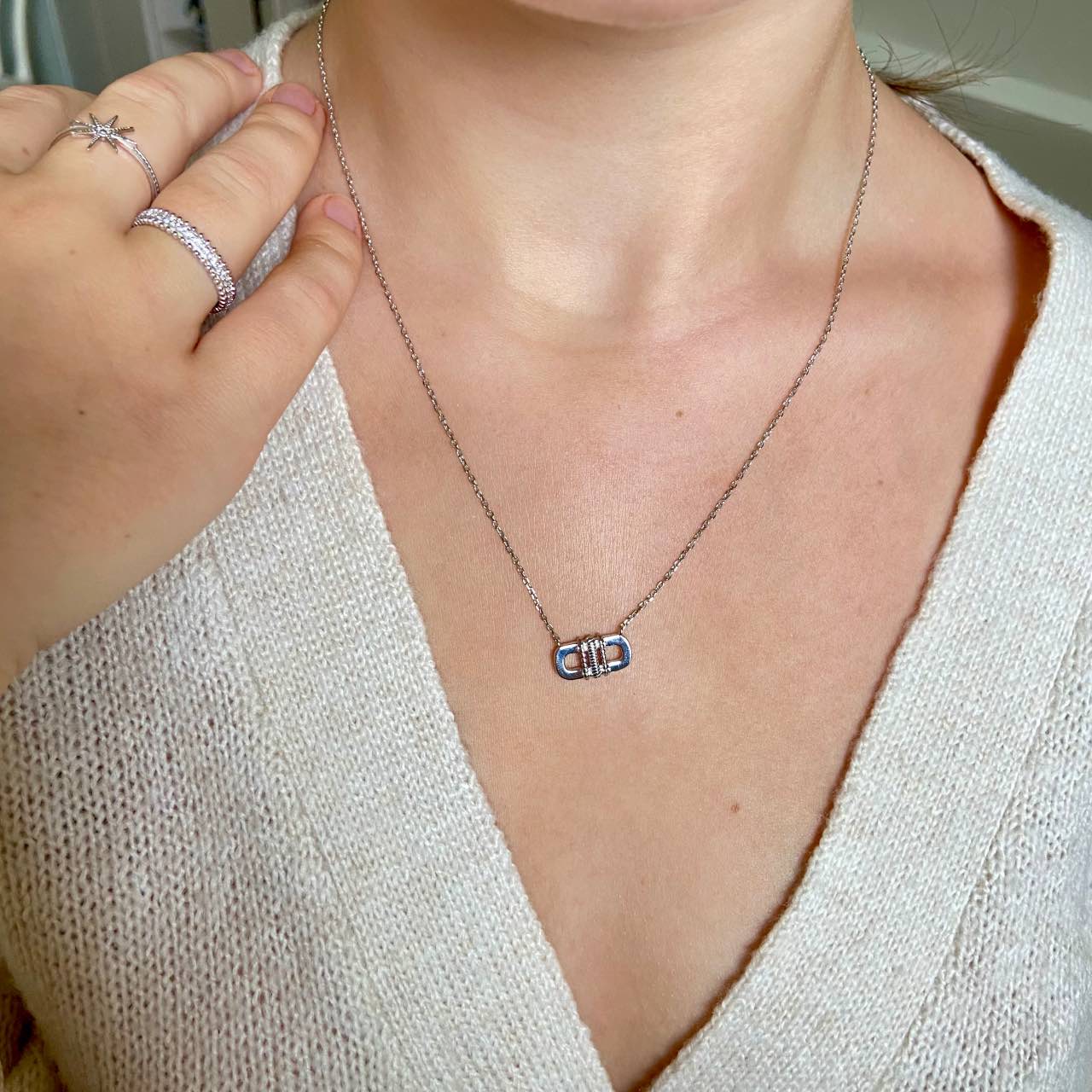 collier anneau argent ras de cou