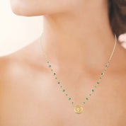 Collier plaqué or et perles rubis zoisite