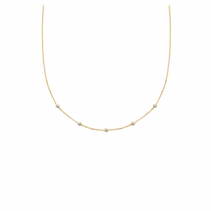 Collier plaqué or ras de cou avec oxydes de zirconium