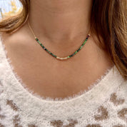 Collier plaqué or pierres naturelles