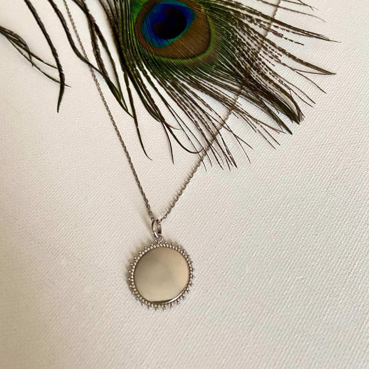 Collier pendentif argent médaille soleil