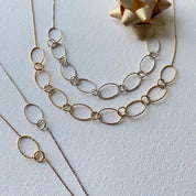 Collier argent femme maille ovale avec anneaux entrecroisés