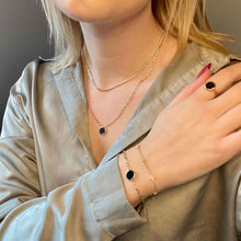 Collier plaqué or agate noire