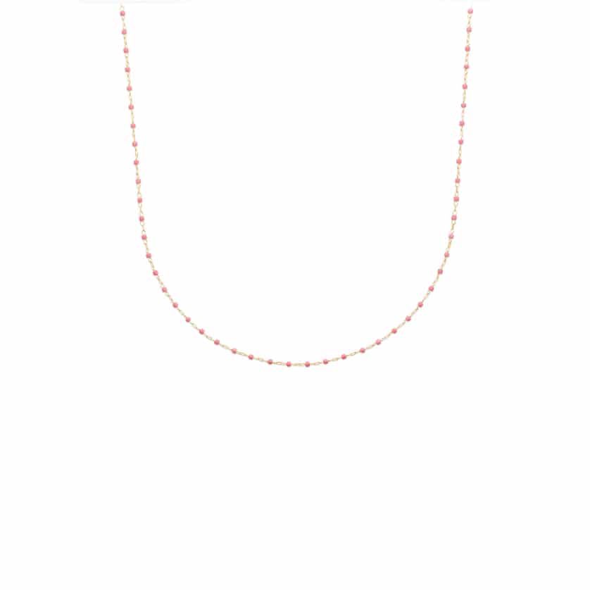 Collier plaqué or perles miyuki rose