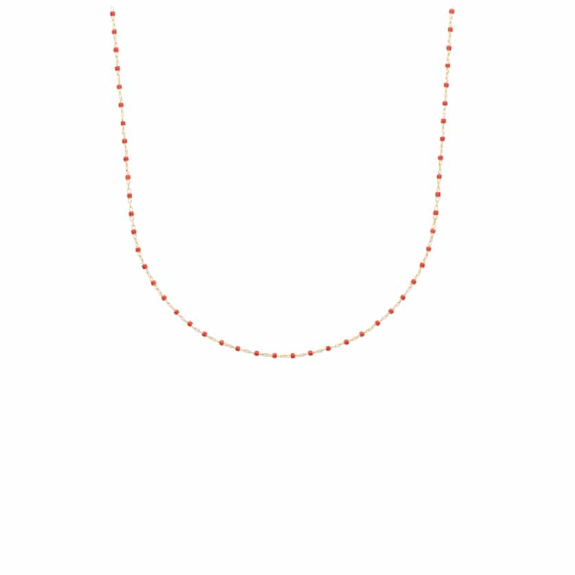 Collier plaqué or perles miyuki rouge