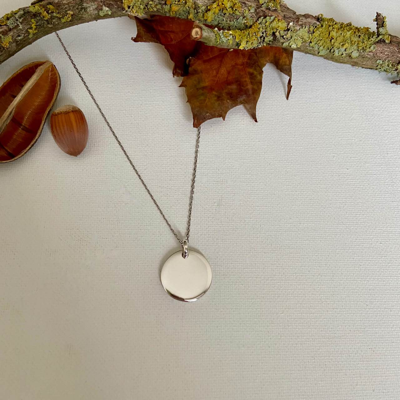 Chaîne et pendentif médaille argent