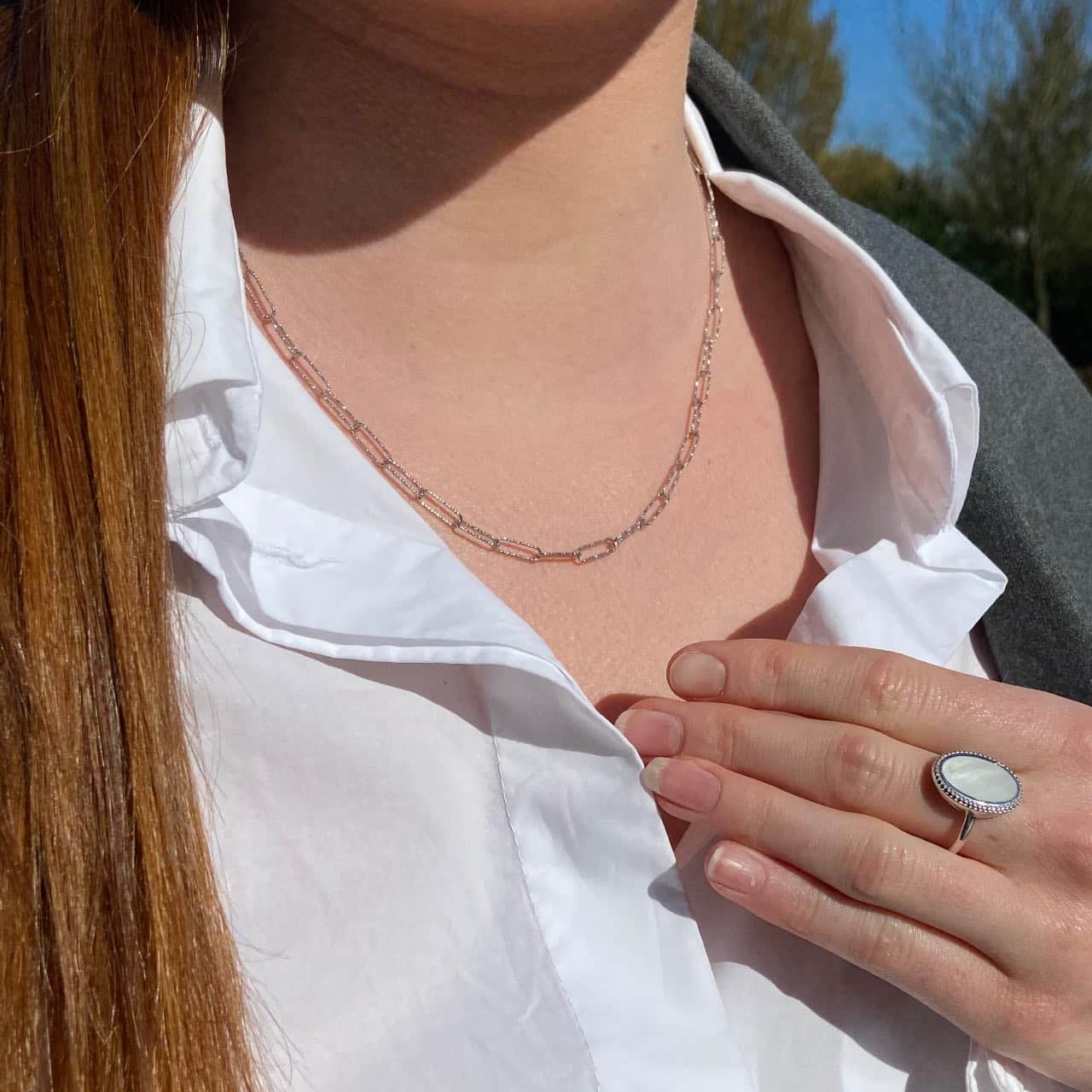 collier argent chaîne maillons ciselés