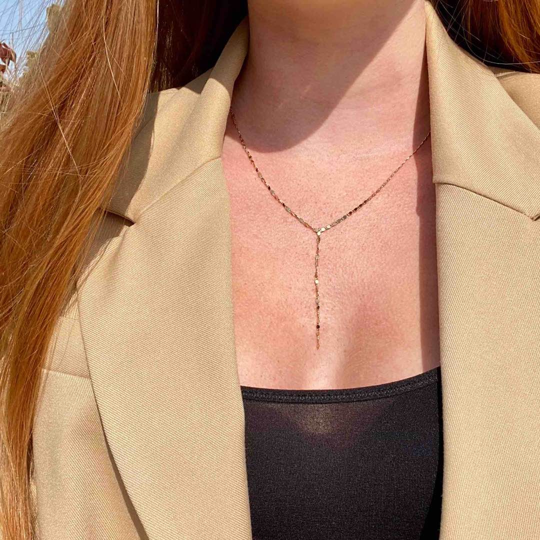 Collier cravate plaqué or