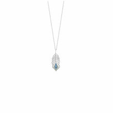 Collier femme argent plume zircon bleu Bélinda