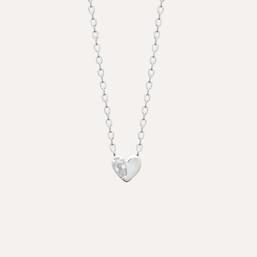 Collier coeur argent zircon