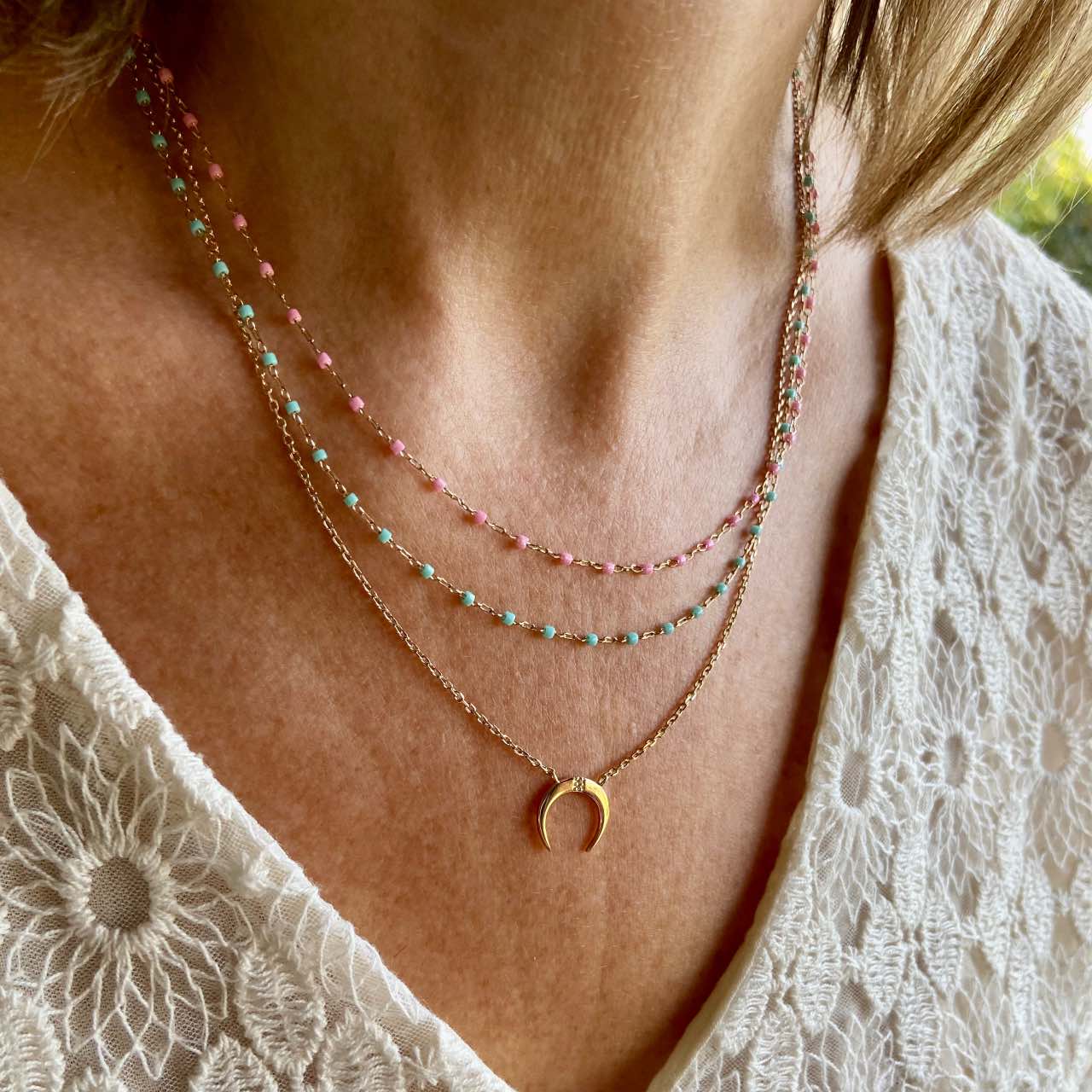 Collier plaqué or croissant de lune