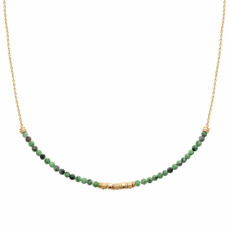 Collier plaqué or pierres naturelles