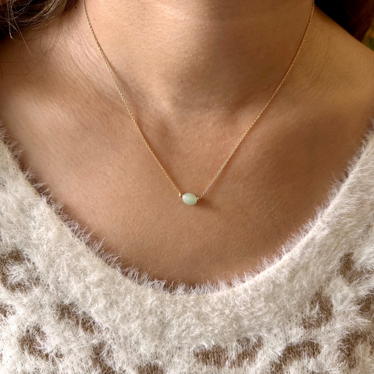 Collier pierre amazonite verte