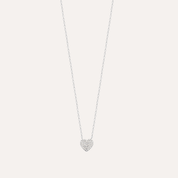 Collier femme en argent rhodié avec pendentif cœur pavé de zircons