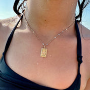 Collier pendentif rectangulaire soleil