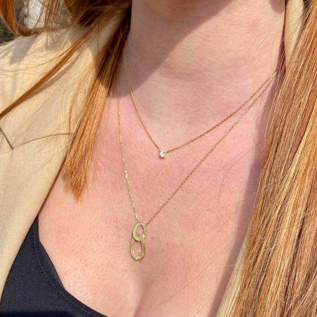 Collier plaqué or minimaliste zircon