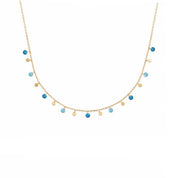 Collier femme plaqué or pampilles bleues