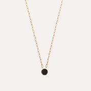 Collier plaqué or agate noire Margot