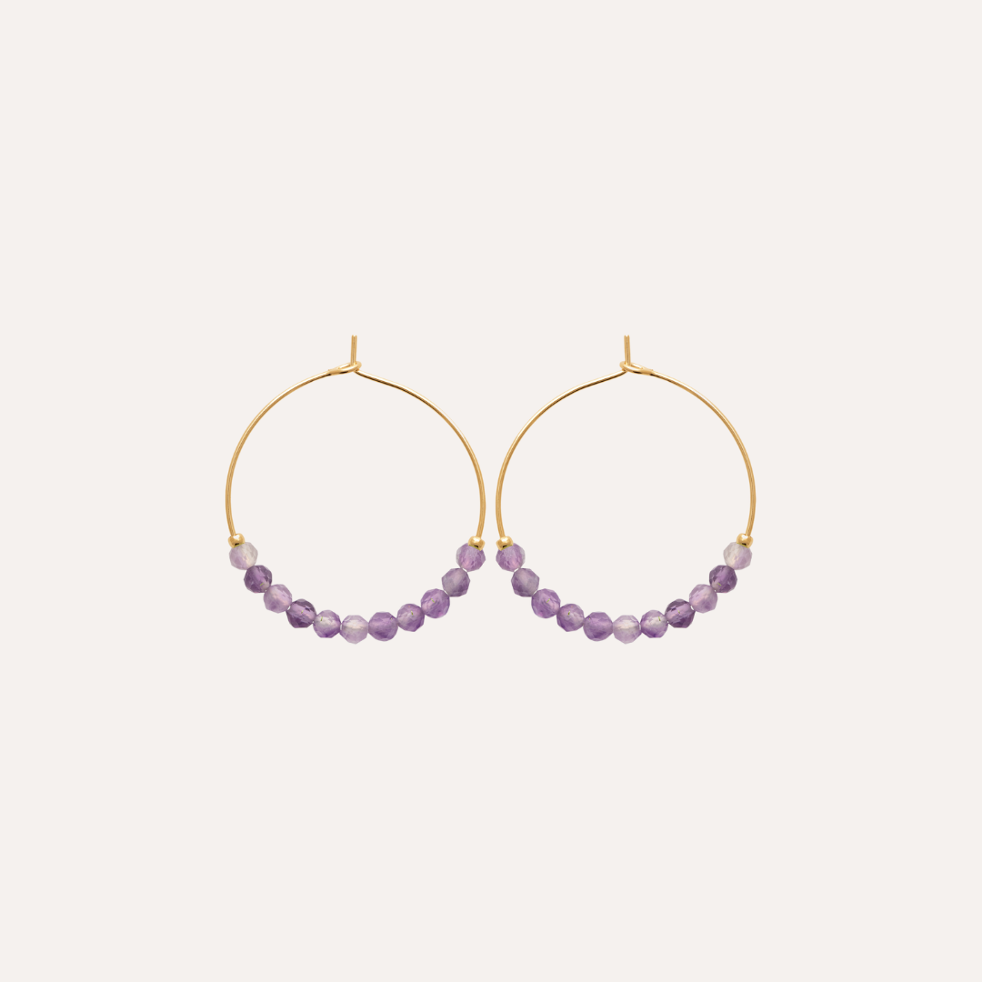 Créoles perles améthyste