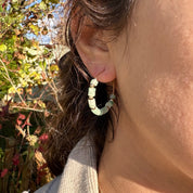 Créoles plaqué or perles vertes