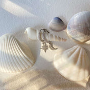 Créoles argent dépareillées lune étoile