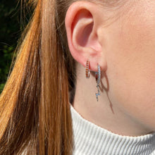 créoles argent forme éclair et boucles argent orange