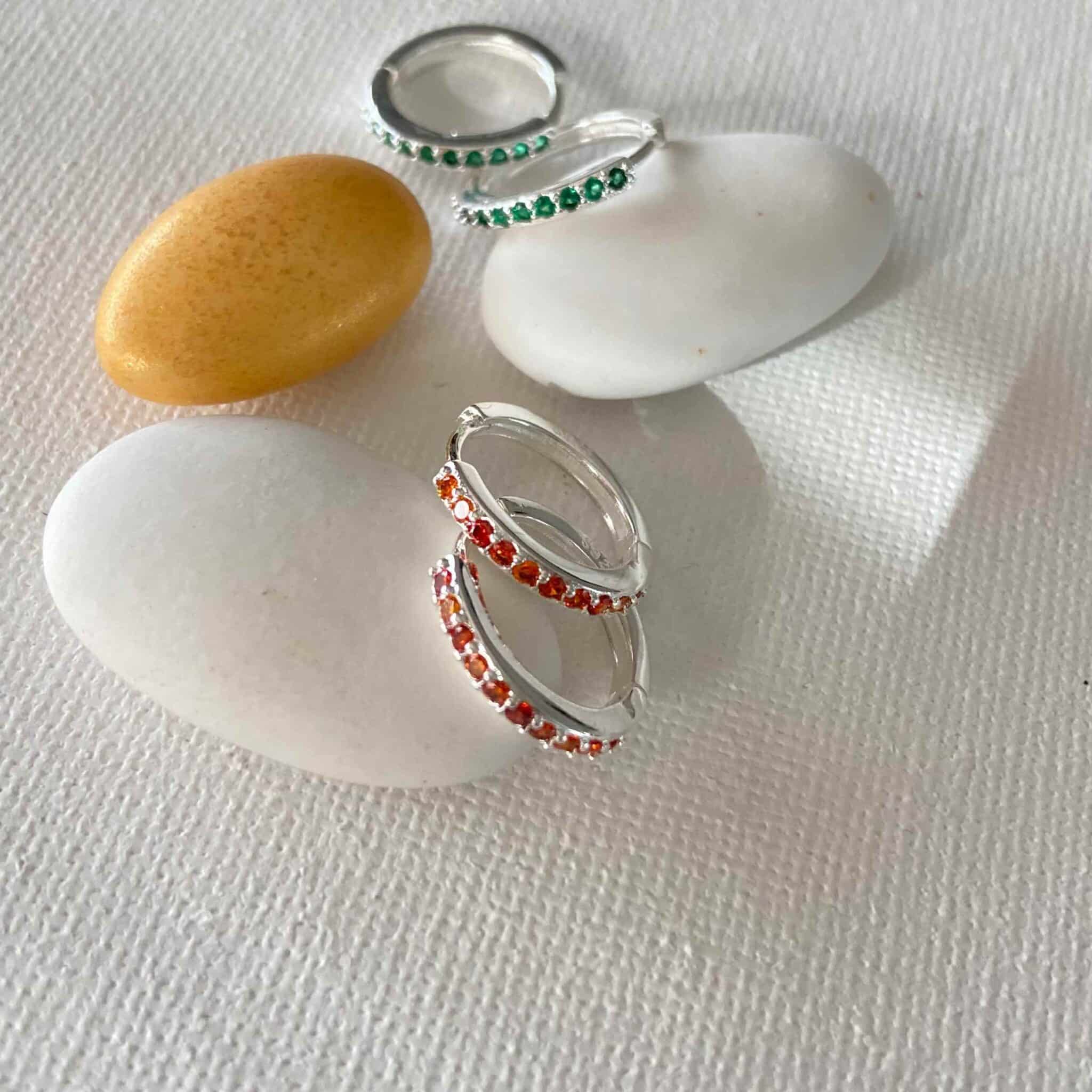 Boucles d'oreilles vertes et orange