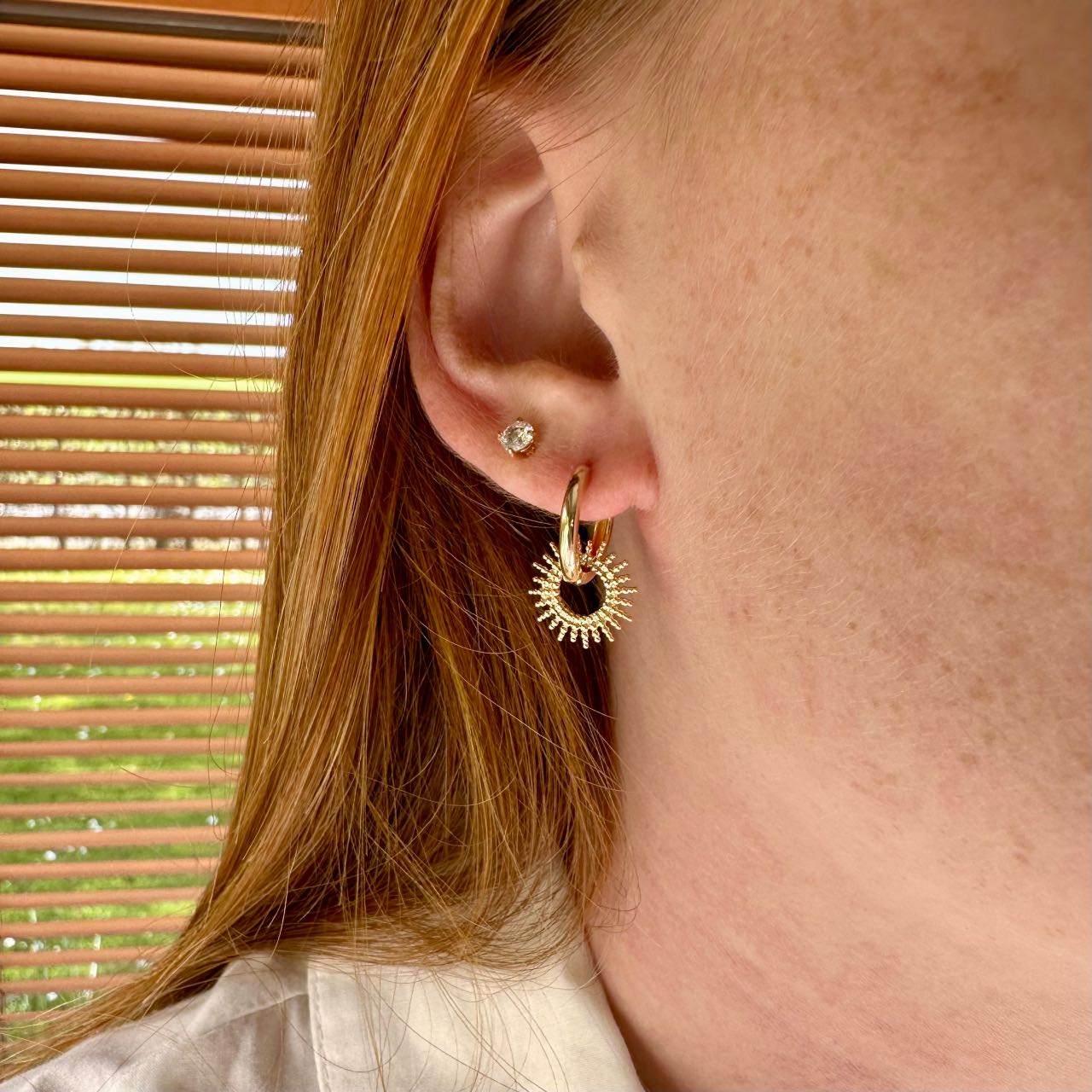 Boucles créoles petit soleil plaqué or