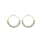 Créoles plaqué or perles vertes