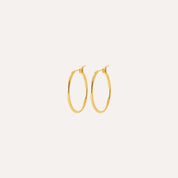 Créoles dorées 20mm fines, bijoux chics pour femme, fond clair minimaliste