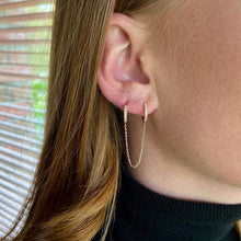 Double boucle oreille plaqué or et zirconium