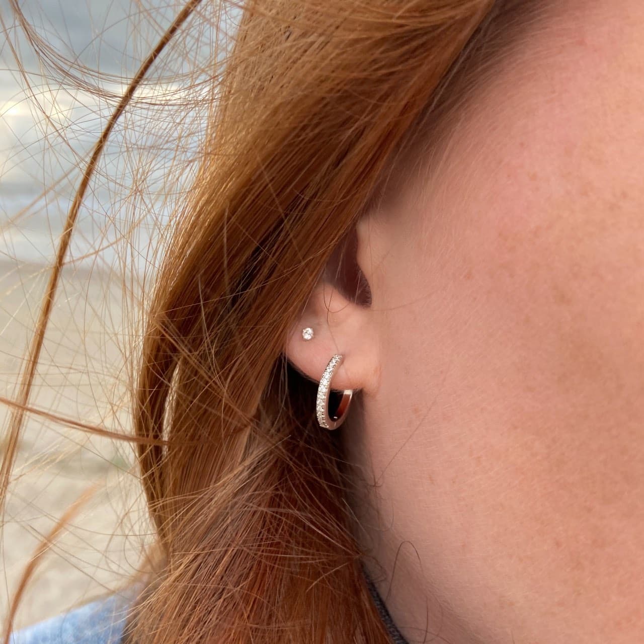 Boucles d'oreilles créoles argent zirconium