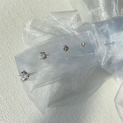 5 tailles de boucles puces argent zirconium