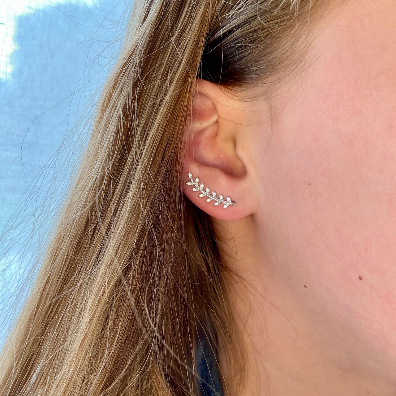 Boucles d'oreilles argent feuille