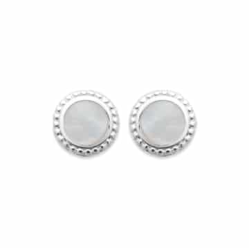 Boucles d'oreilles puces argent pastille de nacre