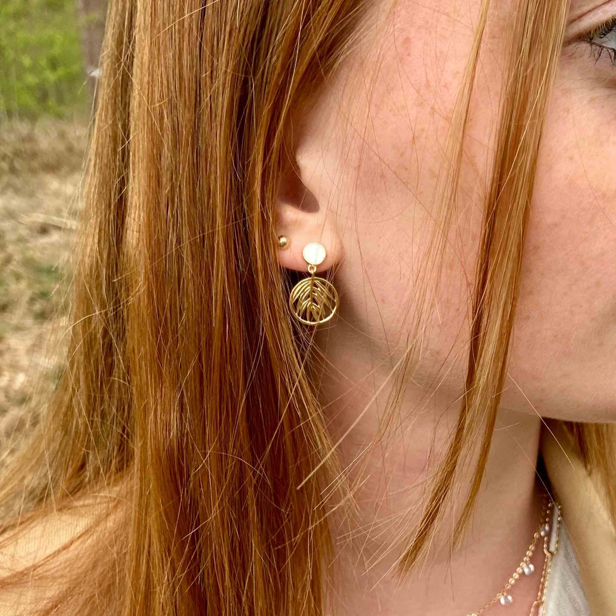 Boucles d'oreilles pendantes plaqué or