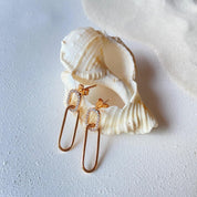 Boucles d'oreilles ovales plaqué or et zirconium