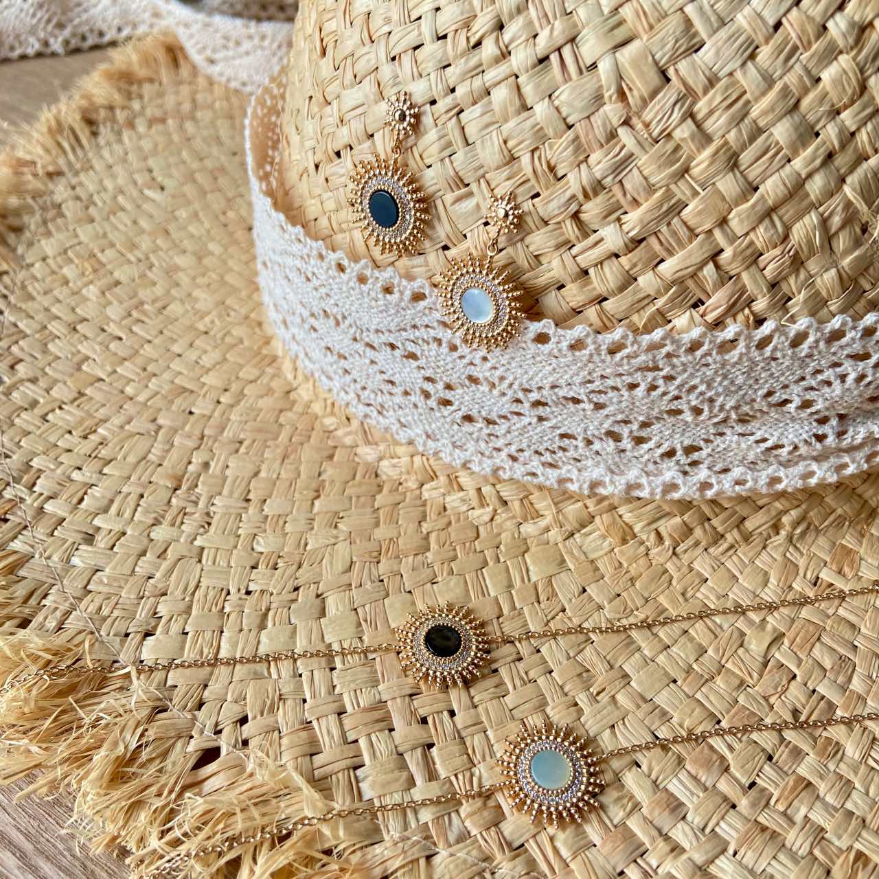 Boucles d'oreilles pendantes Soleil