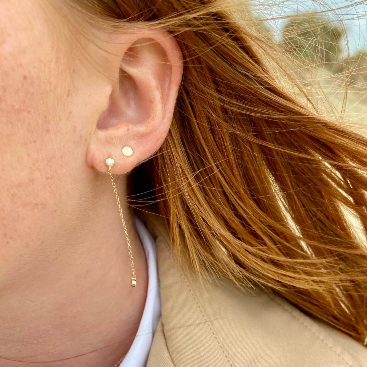 Boucles d'oreilles plaqué or chaîne pendante