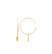 Boucles d'oreilles créoles plaqué or pendent plume
