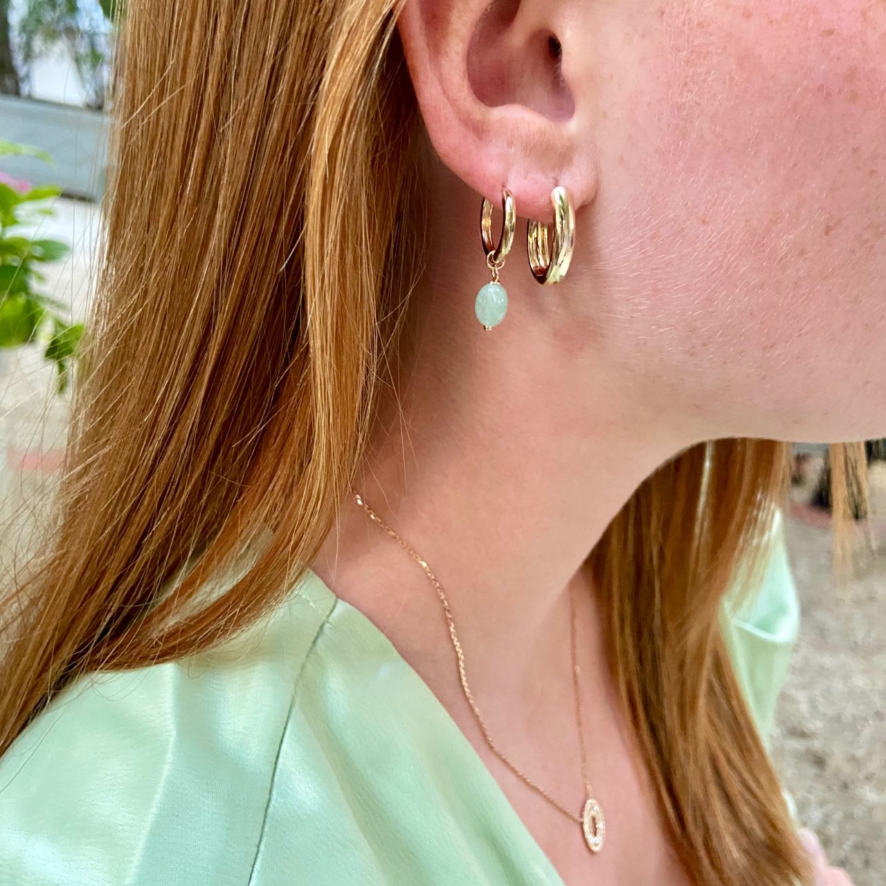 petites créoles perle quartzite vert Véra