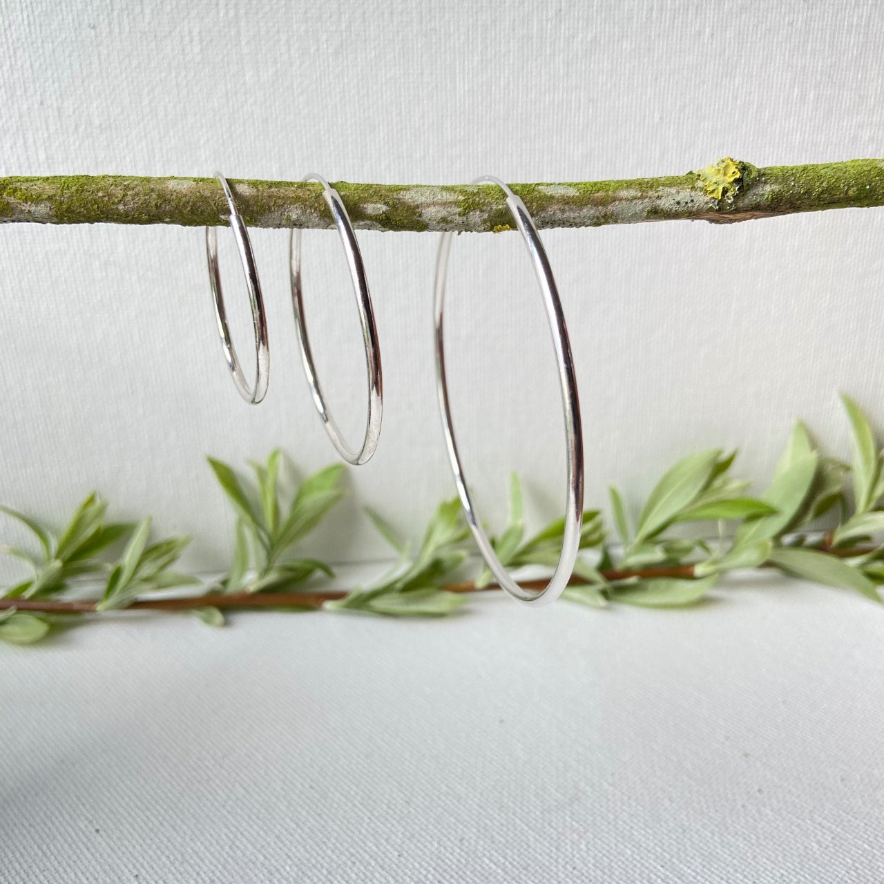 créoles fines argent 30 40 et 60 mm