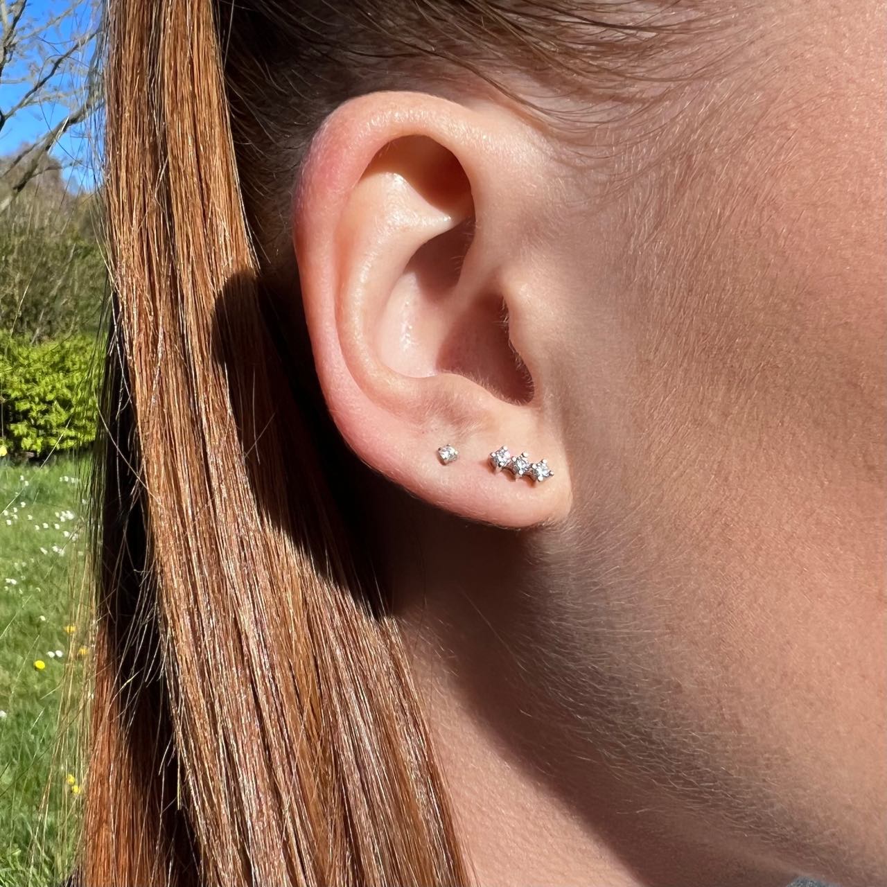 Boucles d'oreilles 3 oxydes de zirconium argent