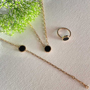 Bague plaqué or agate noire