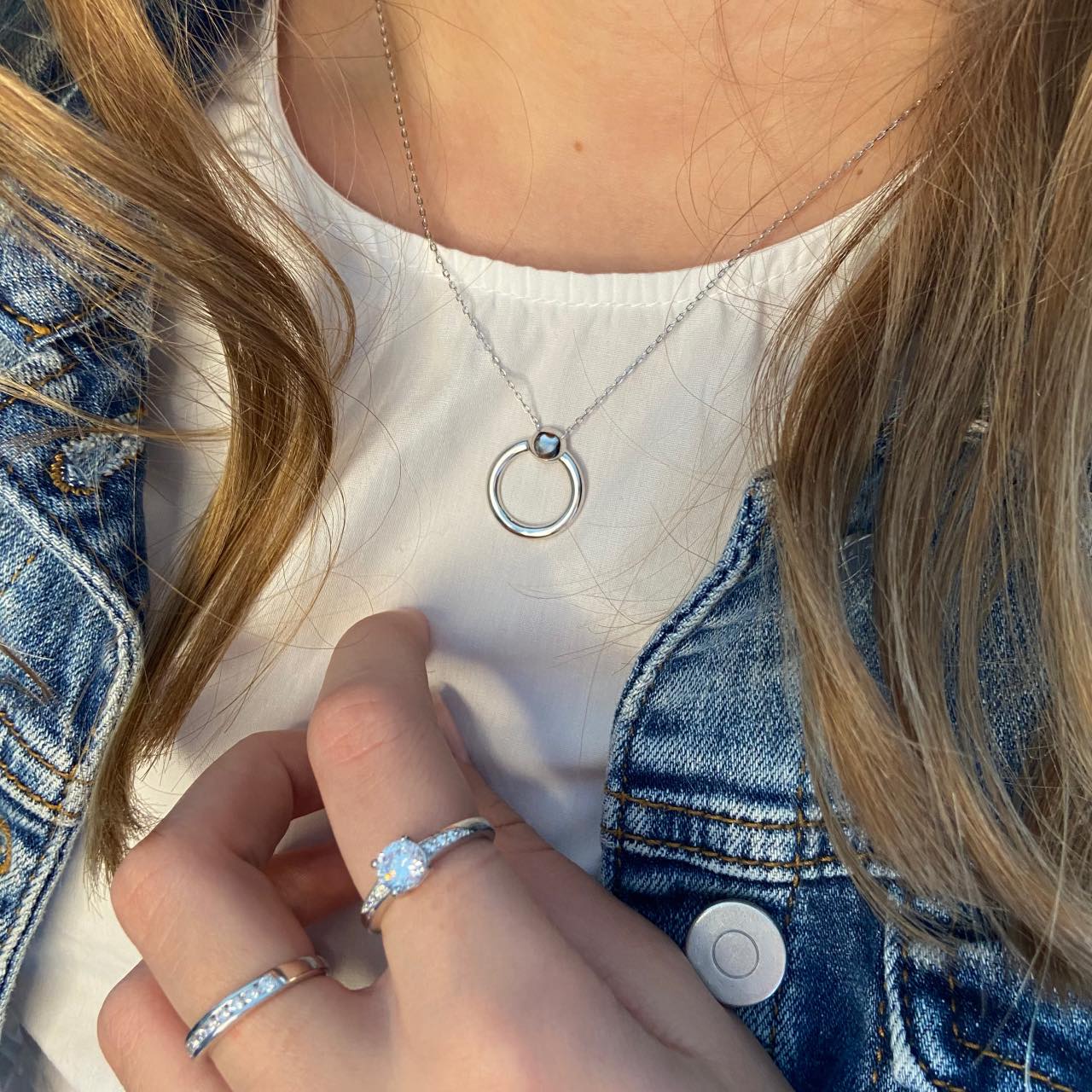 Collier femme en argent rhodié