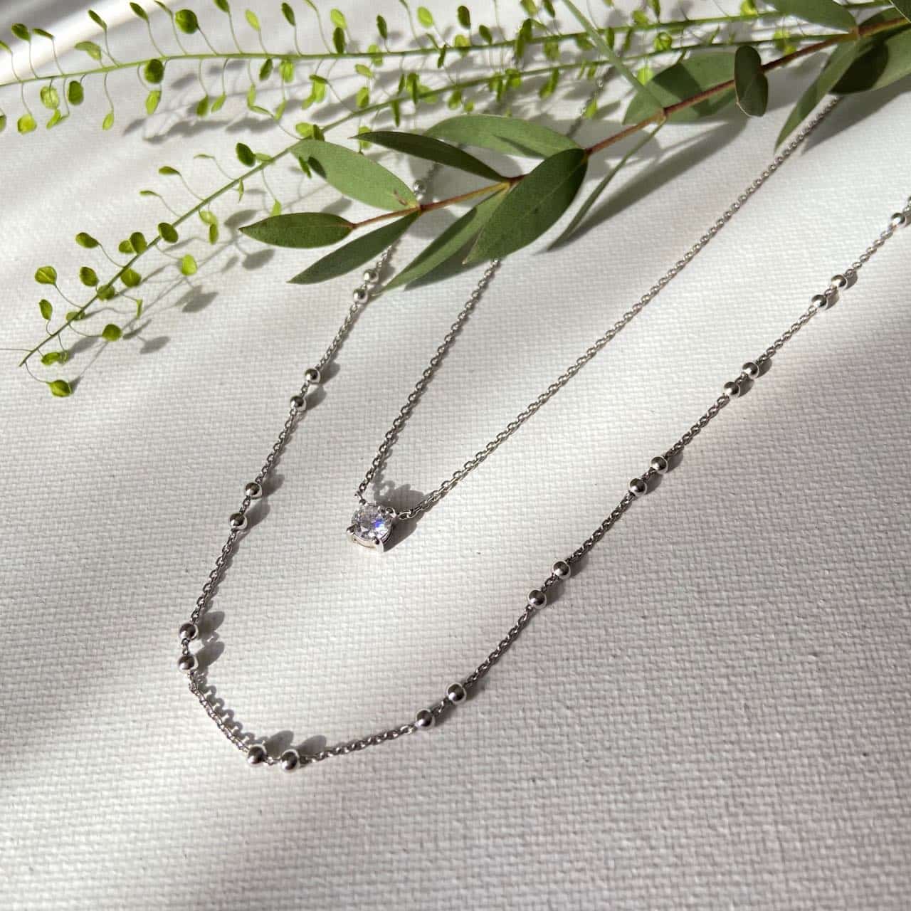 Duo de colliers argent fantaisie