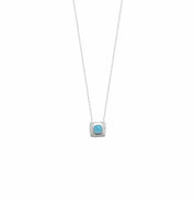 Collier argent carré agate bleu