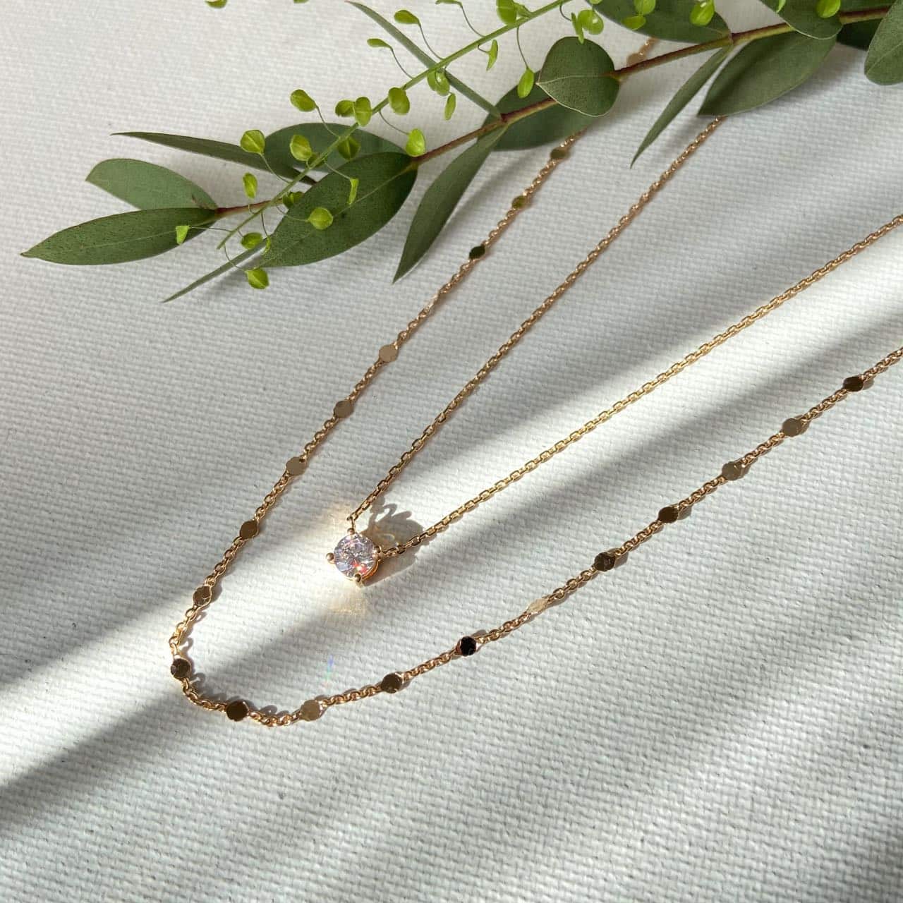 duo des colliers plaqué or 18k