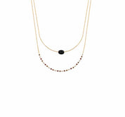 Collier plaqué or double rang agate et perles