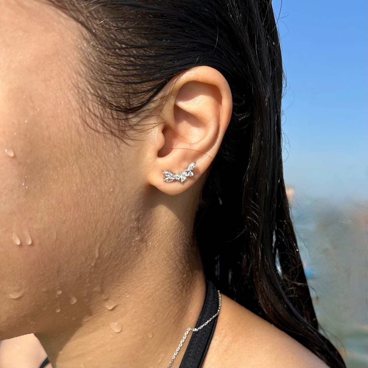 Boucles puces zircon argent